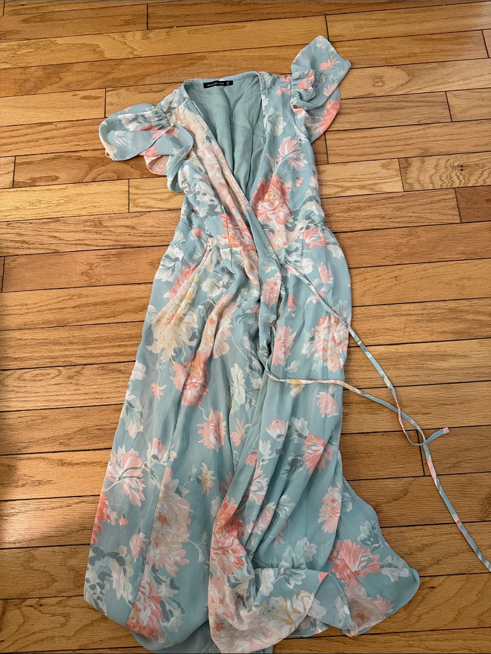 Abercrombie Light Blue Floral Wrap Maxi Dress
